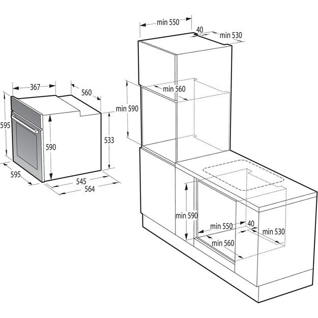 Įmontuojama orkaitė Gorenje BPS6747A06BG, su pirolize 1