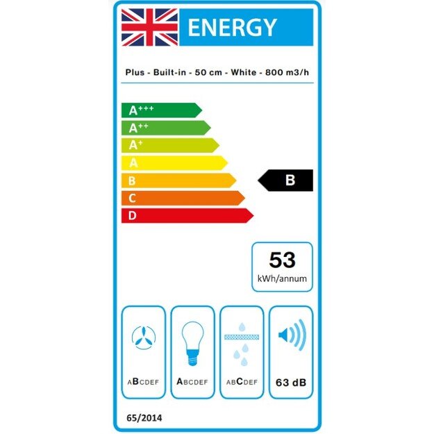 Įmontuojamas gartraukis Falmec Incasso (PLUS) 50cm INCASSO.111.405, baltas 2