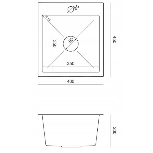 Plautuvė Quadron LUKE 90, ZH4045PVDBLM, juodo metalo 1