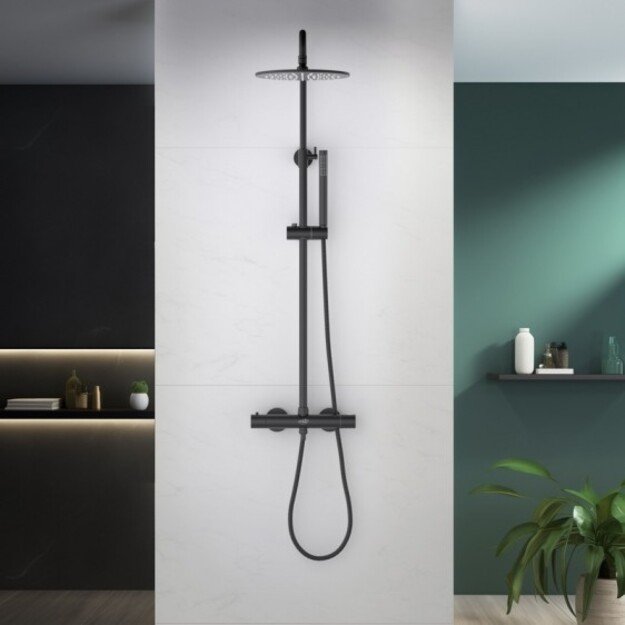 Virštinkinė termostatinė dušo sistema Blue Water Boston juodos matinės spalvos BOS-ZKPN.400 1