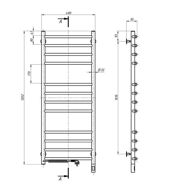 El.rankšluosčių džiovintuvas Navin Kamelia 480*1200 Sensor su laikmačiu kairė 12-007133-4812 1