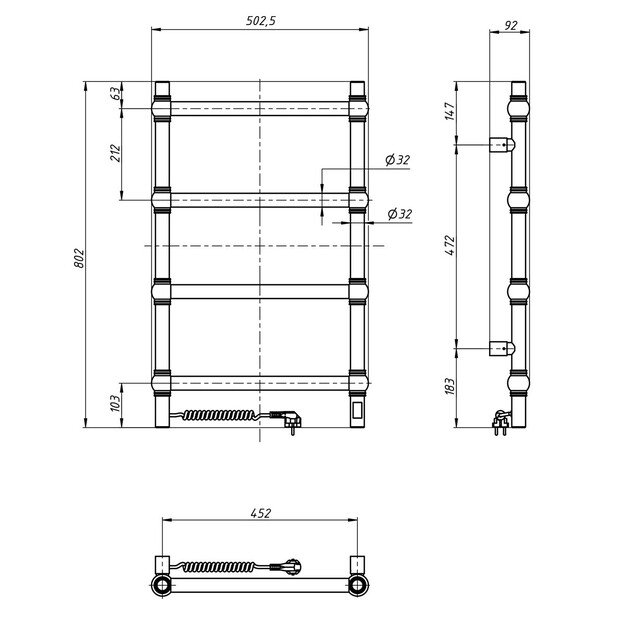 Elektrinis rankšluosčių džiovintuvas Navin Retro 500*800 Sensor kairė 10-040133-5080 3