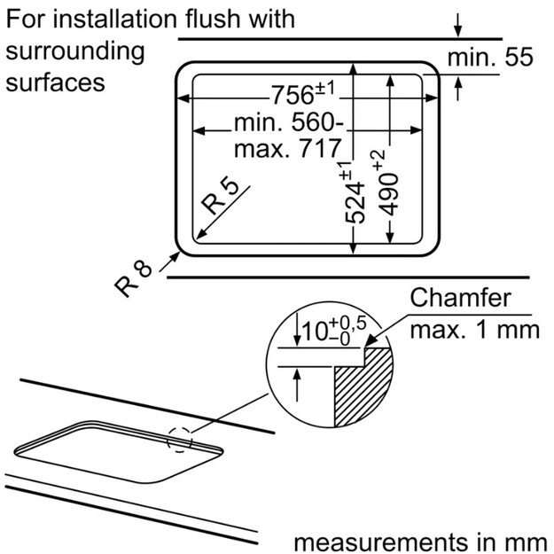 Įmontuojama dujinė kaitlentė Bosch PPQ7A6B90, 75 cm 3