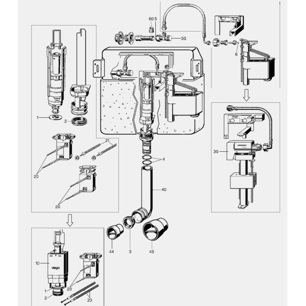 Vandens nuplovimo mechanizmas potinkiniam rėmui Viega 611224 1
