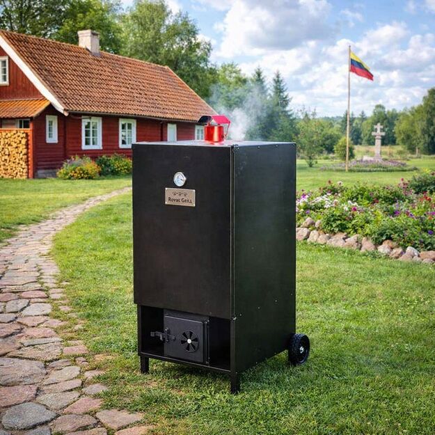 Rūkykla Royal grill 200L su nerūd. plieno grotelėmis ir ratukais + DOVANOS 11