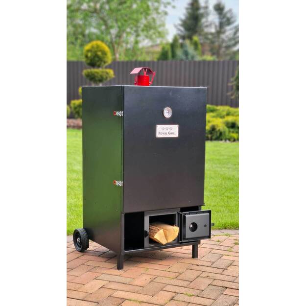 Rūkykla Royal grill 200L su nerūd. plieno grotelėmis ir ratukais + DOVANOS 8