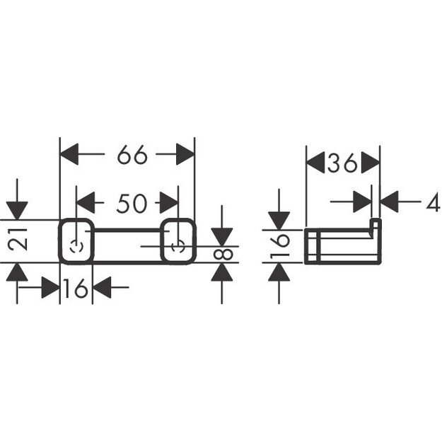 Dvigubas rankšluosčių kabliukas Hansgrohe AddStoris 41755340, šlifuoto juodo chromo 2