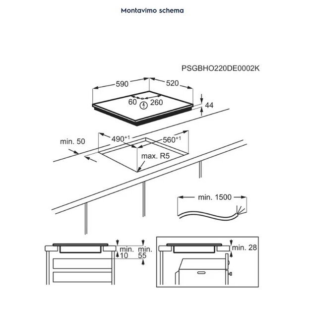 Įmontuojama indukcinė kaitlentė Electrolux EIT60433CT, 60 cm 1