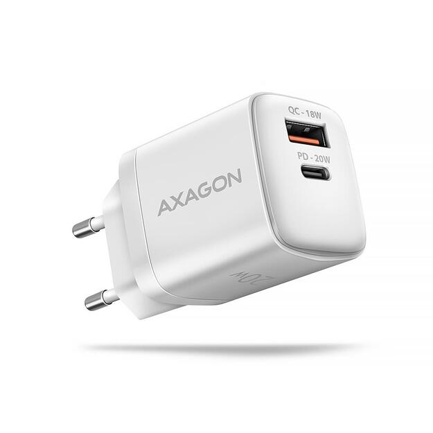 MOBILE CHARGER WALL USB 20W/2PORT WHITE ACU-PQ20W AXAGON