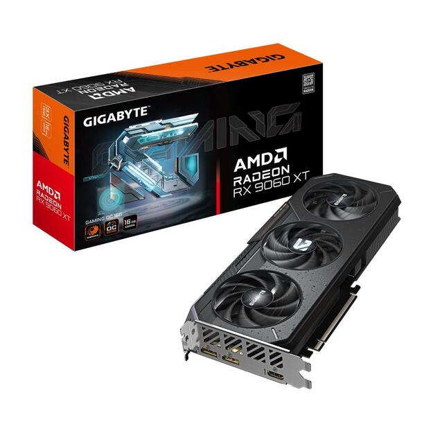 Graphics Card|GIGABYTE|AMD Radeon RX 9060 XT|16 GB|GDDR6|128 bit|PCIE 5.0 16x|Triple slot Fansink|1xHDMI|2xDisplayPort|GV-R9060XTGAMINGOC-16GD