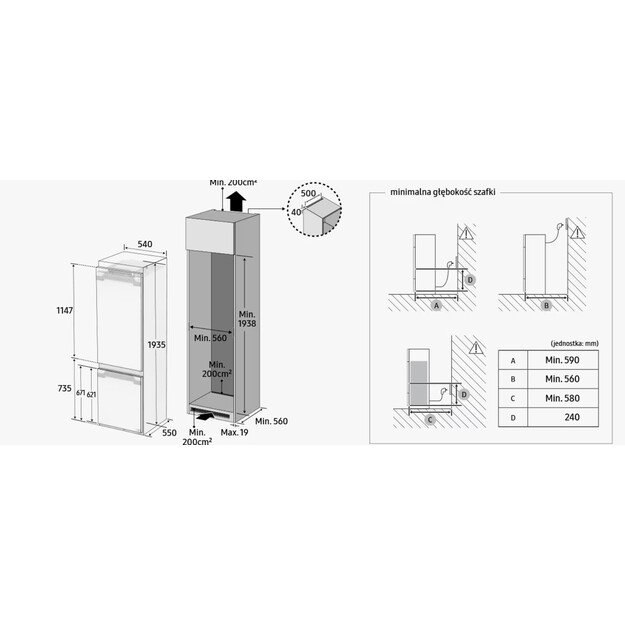Įmontuojamas šaldytuvas Samsung BRB80F30ADS0EO 2