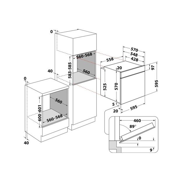 Įmontuojama orkaitė Whirlpool OMSK58CU1B 5