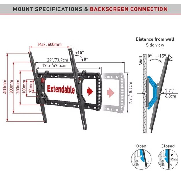 televizoriaus laikiklis Barkan BARKAN BM410T 13 -90  6