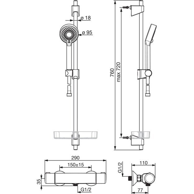 Termostatinis du&scaron;o komplektas Oras Nova 7413U 1