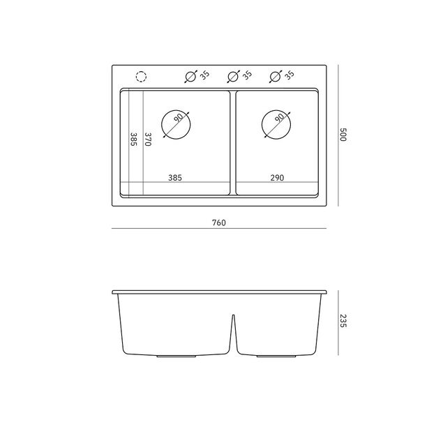 Plautuvė su dozatoriumi ir pjaustymo lenta Quadron MARC 120 HQC7650U7_BS, juoda/plieno 3