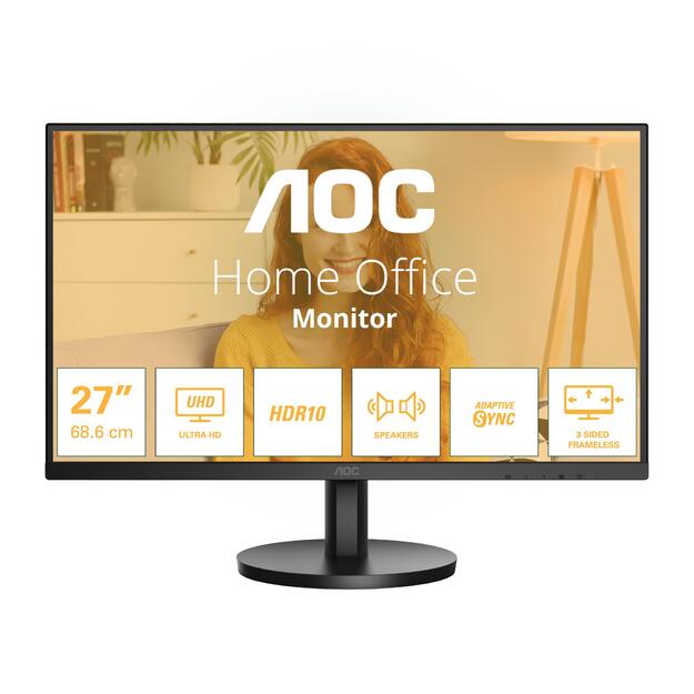LCD Monitor|AOC|27  |3840 x 2160 pixels|4K Ultra HD|Native aspect ratio 16:9|LCD|Flat|U27B3A