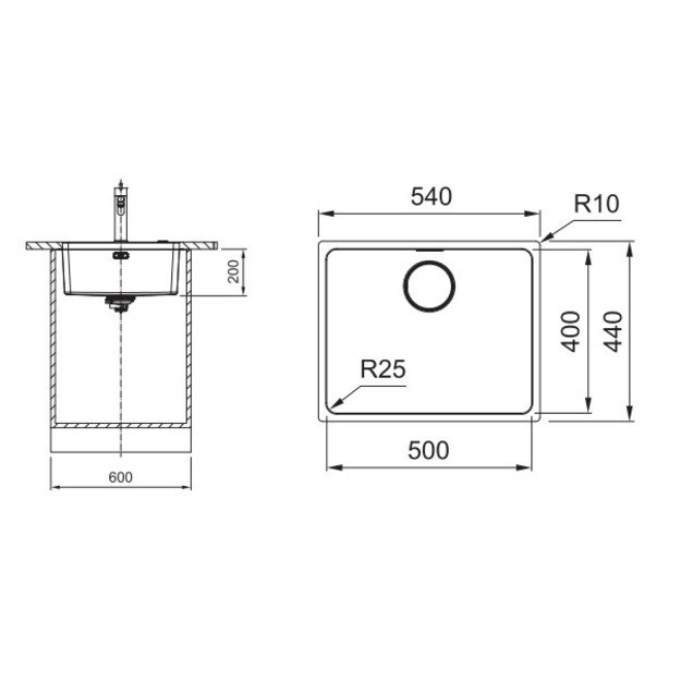 I&scaron; apačios montuojama plautuvė Franke Mythos MYX 110-50, 122.0601.316 1