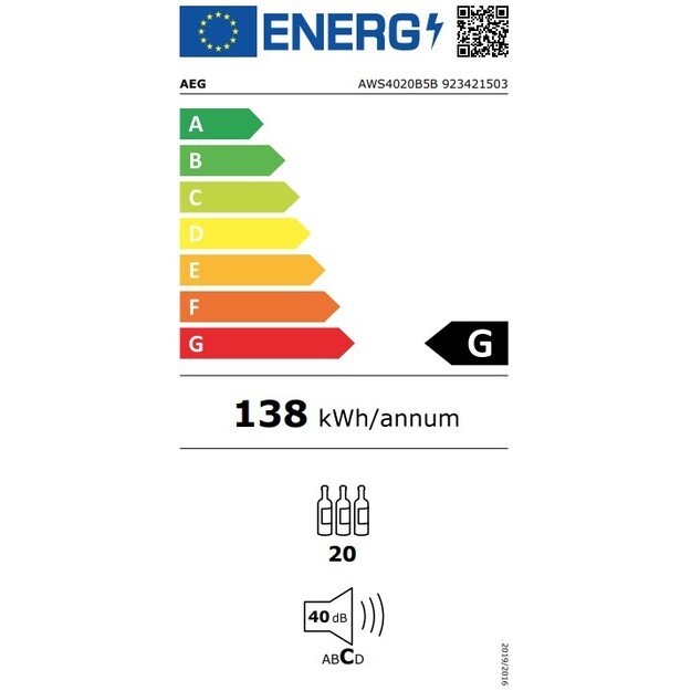 Įmontuojamas vyno &scaron;aldytuvas AEG AWS4020B5B 1