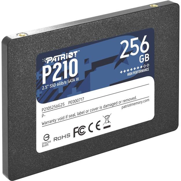 SSD|PATRIOT|P210|256GB|Write speed 400 MBytes/sec|Read speed 500 MBytes/sec|2,5 |TBW 120 TB|P210S256G25
