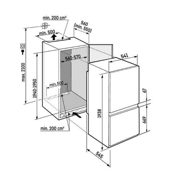 Įmontuojamas &scaron;aldytuvas Liebherr ICNSd 5603 Pure NoFrost 3