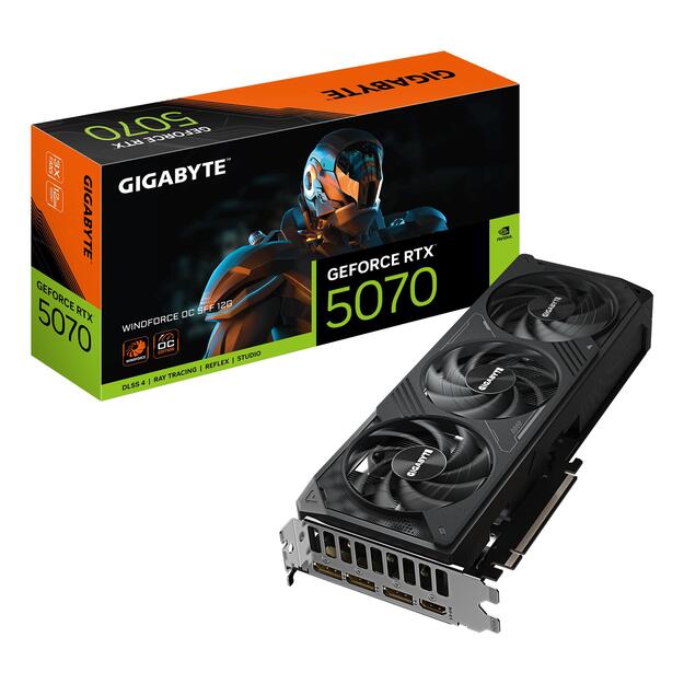 Graphics Card|GIGABYTE|NVIDIA GeForce RTX 5070|12 GB|GDDR7|192 bit|PCIE 5.0 16x|GPU 2542 MHz|Triple slot Fansink|1xHDMI|3xDisplayPort|GV-N5070WF3OC-12GD