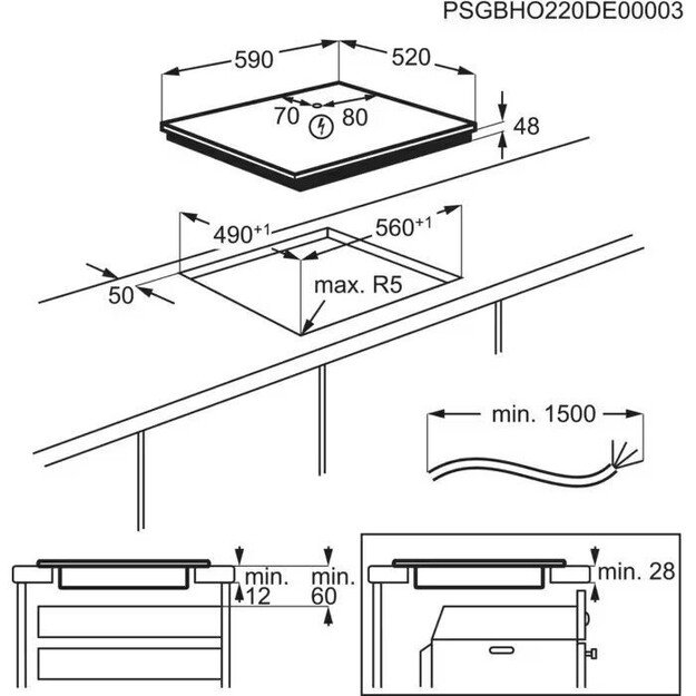 Įmontuojama indukcinė kaitlentė Electrolux EIB60420CK 6