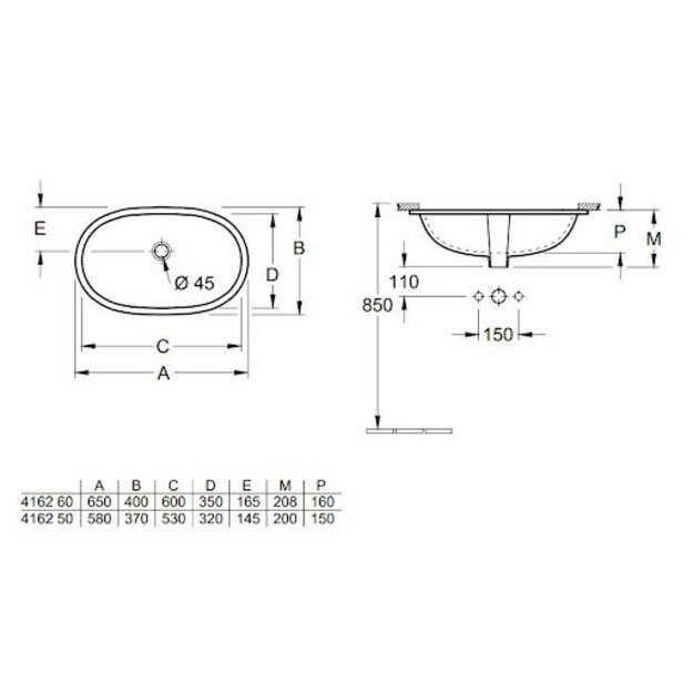 Montuojamas praustuvas Villeroy  amp Boch O.Novo 416260R1 2