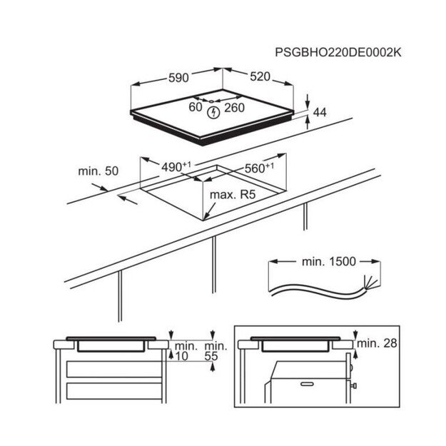 Įmontuojama indukcinė kaitlentė Electrolux KIV63443CT 3