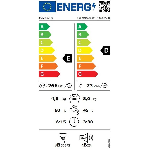 Skalbyklė-Džiovyklė ELECTROLUX EWWN1685W