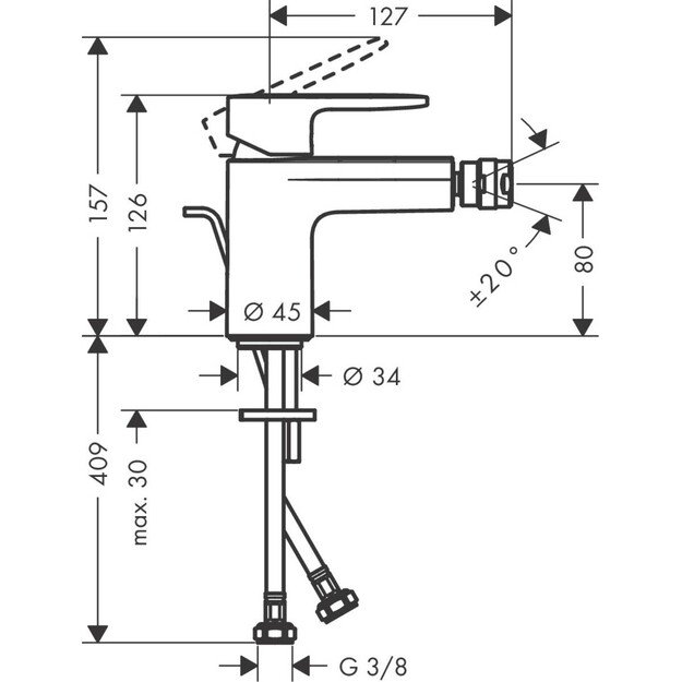 Bidė maišytuvas Hansgrohe Vernis Blend, 71210670, juodas matinis