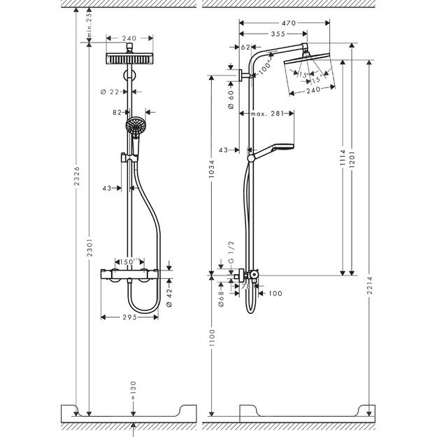 Termostatinis dušo komplektas HG Crometta E 27281000