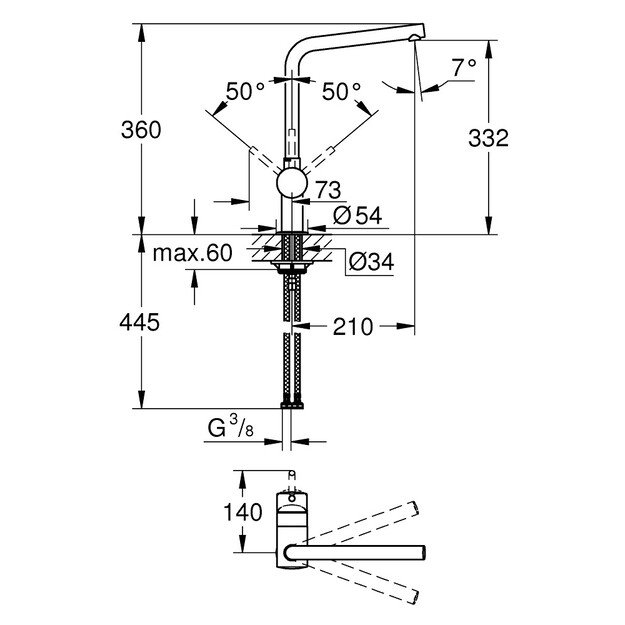 Virtuvinis maišytuvas Grohe Minta 31375DC0, nerūd. plienas