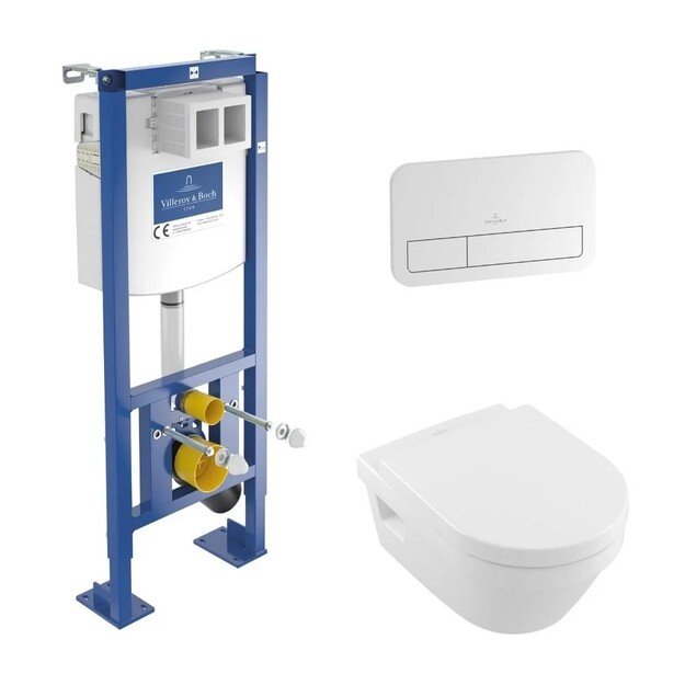 Pakabinamo WC komplektas Villeroy  amp Boch 92230900 (rėmas)+4694HR01 (wc)+92249068 (mygt)