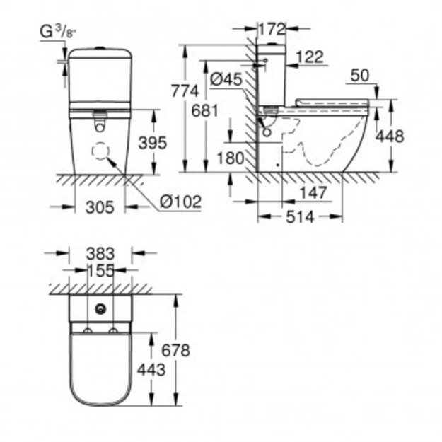 Pastatomas klozetas Grohe EuroCeramic Rimless 39462000