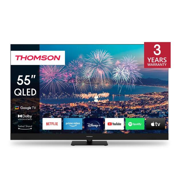 TV Set|THOMSON|55 |4K/Smart|QLED|3840x2160|Wireless LAN|Bluetooth|Google TV|Black|55QG6C14