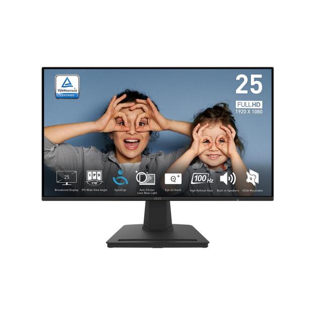 LCD Monitor|MSI|PRO MP252|24.5 |Panel IPS|1920x1080|16:9|100Hz|Matte|1 ms|Speakers|Tilt|Colour Black|PROMP252