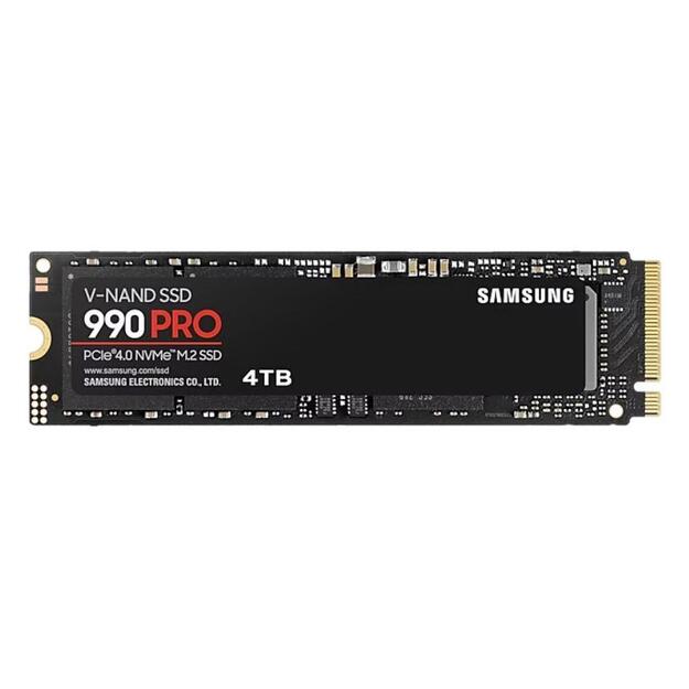 SSD|SAMSUNG|990 PRO|4TB|M.2|PCIe Gen4|NVMe|TLC|Write speed 6900 MBytes/sec|Read speed 7450 MBytes/sec|2.3mm|TBW 2400 TB|MTBF 1500000 hours|MZ-V9P4T0BW