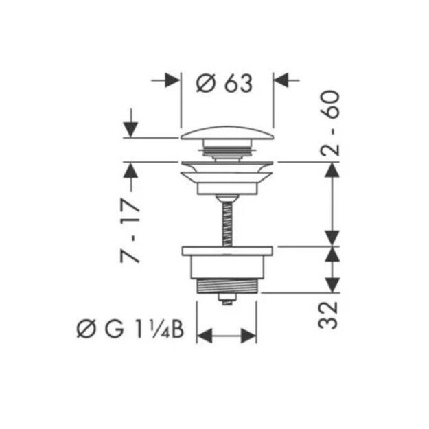 Dugno vožtuvas praustuvui (push-open) Hansgrohe 50100700, baltas matinis