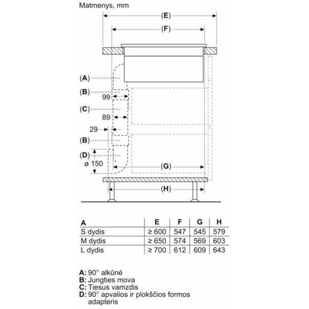 Įmontuojama indukcinė kaitlentė su integruotu gartraukiu Bosch PVS611B16E