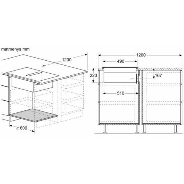 Įmontuojama indukcinė kaitlentė su integruotu gartraukiu Bosch PVS611B16E