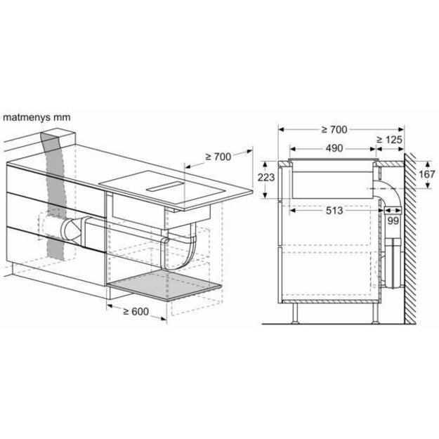 Įmontuojama indukcinė kaitlentė su integruotu gartraukiu Bosch PVS611B16E