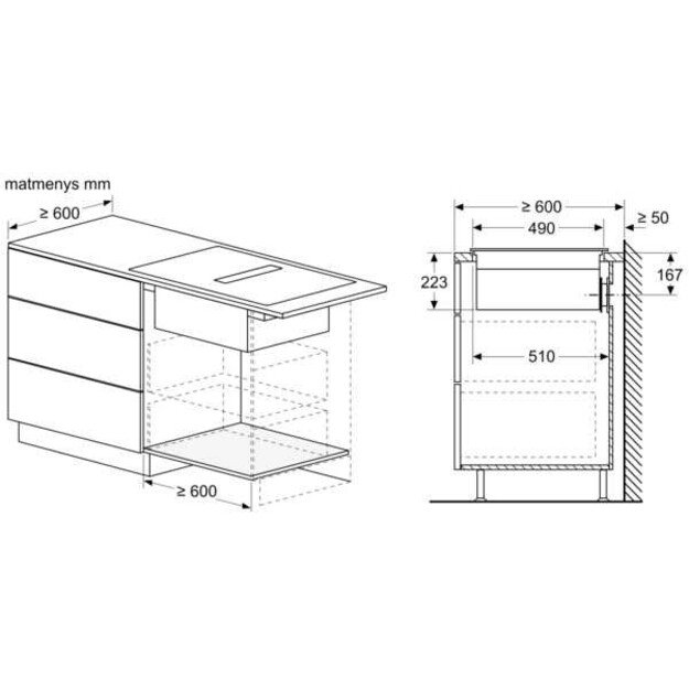 Įmontuojama indukcinė kaitlentė su integruotu gartraukiu Bosch PVS611B16E