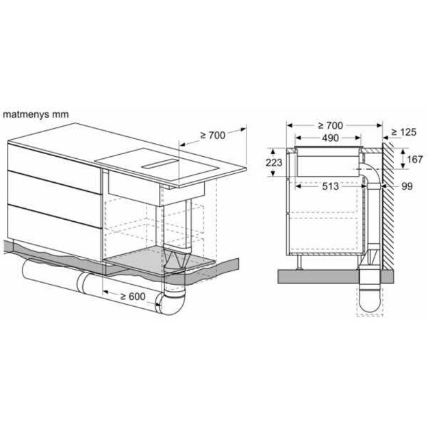 Įmontuojama indukcinė kaitlentė su integruotu gartraukiu Bosch PVS611B16E