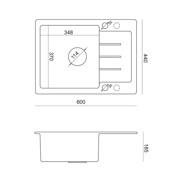 Virtuvinė plautuvė Quadron JOHNNY 116 HCQJ6044SZK, pilka 2