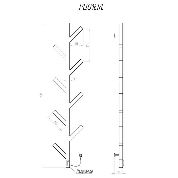 Rank&scaron;luosčių džiovintuvas Kroner Cedro 1200x255 ERL laikmatis baltas 1