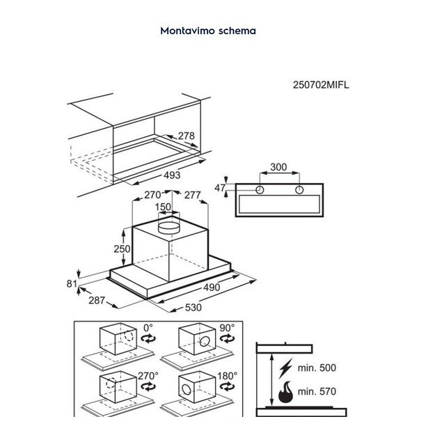 Įmontuojamas gartraukis Electrolux 600, Hob2Hood, CFG526R 2