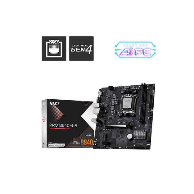 Mainboard|MSI|AMD B840|SAM5|Micro-ATX|Memory DDR5|Memory slots 2|PROB840M-B