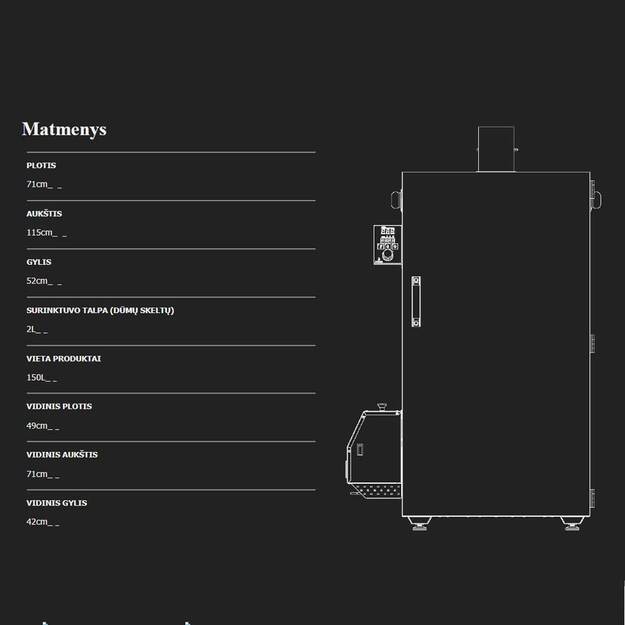 Rūkykla Borniak 150L nerūdijančio plieno +BBQ ir wifi BBDSW-150 14