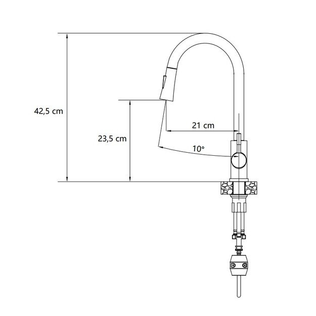 Virtuvinis maišytuvas su ištraukiama žarna Quadron Julia 3673500PVDC1, vario 1