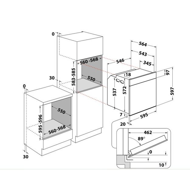 Įmontuojama orkaitė Whirlpool WOI4S8PM1SB 5
